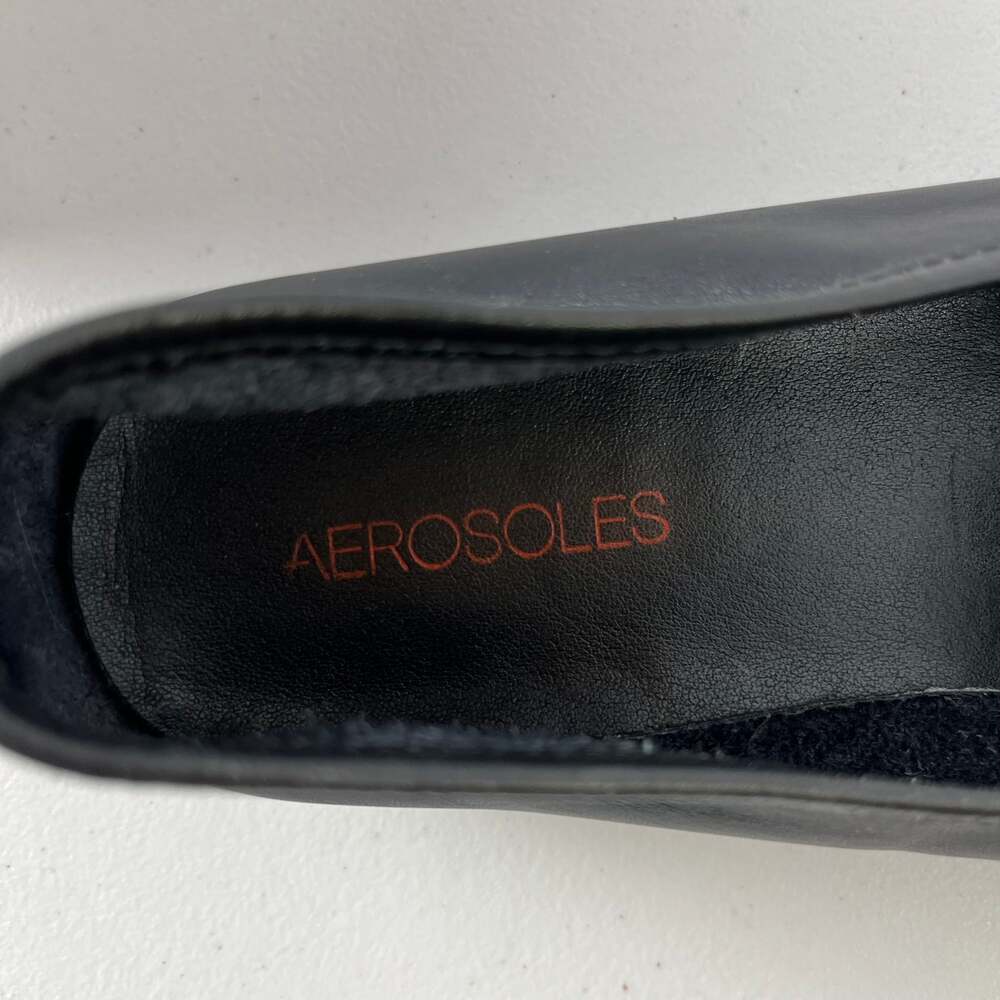Aerosoles Black Leather Slip On Comfort‎ Loafers Minimalist US 11B - Picture 5 of 7